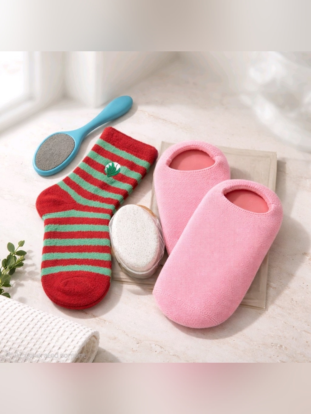 Halston Heritage Aloe Spa Socks Pumice Stone (BEA17)